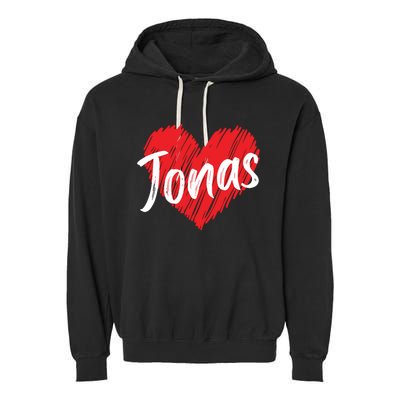 I Love Jonas Heart Personalized Name Jonas Garment-Dyed Fleece Hoodie