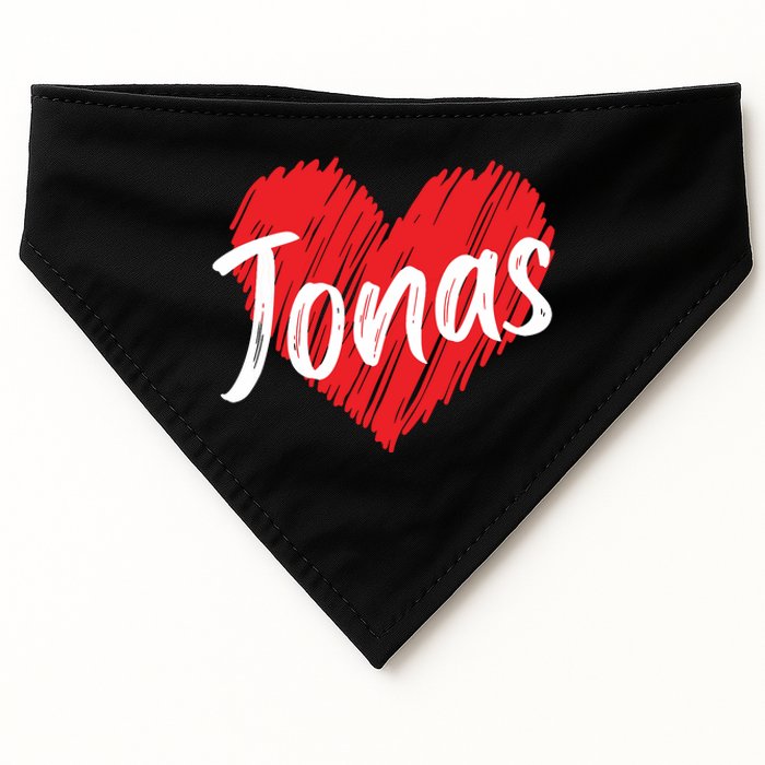 I Love Jonas Heart Personalized Name Jonas USA-Made Doggie Bandana