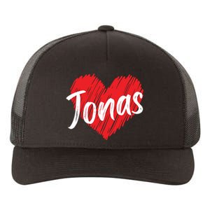 I Love Jonas Heart Personalized Name Jonas Yupoong Adult 5-Panel Trucker Hat