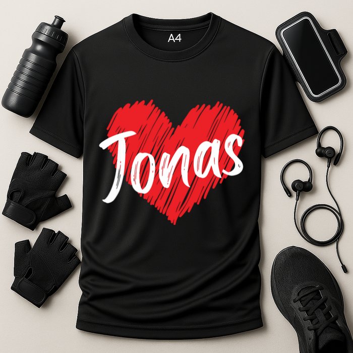 I Love Jonas Heart Personalized Name Jonas Cooling Performance Crew T-Shirt