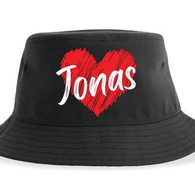 I Love Jonas Heart Personalized Name Jonas Sustainable Bucket Hat