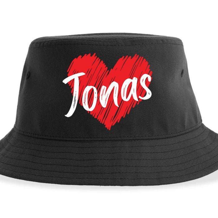 I Love Jonas Heart Personalized Name Jonas Sustainable Bucket Hat