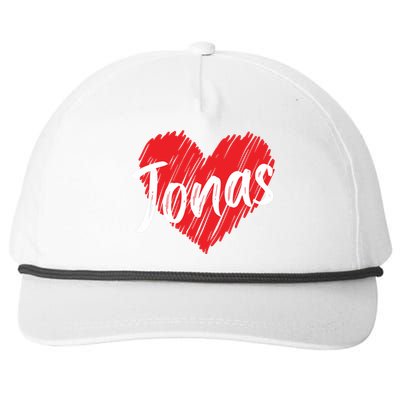 I Love Jonas Heart Personalized Name Jonas Snapback Five-Panel Rope Hat