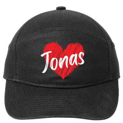 I Love Jonas Heart Personalized Name Jonas 7-Panel Snapback Hat