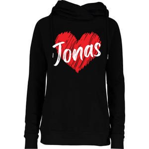 I Love Jonas Heart Personalized Name Jonas Womens Funnel Neck Pullover Hood