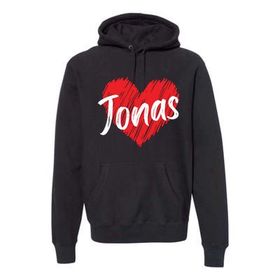 I Love Jonas Heart Personalized Name Jonas Premium Hoodie