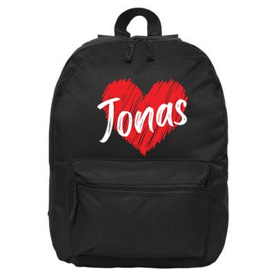 I Love Jonas Heart Personalized Name Jonas 16 in Basic Backpack