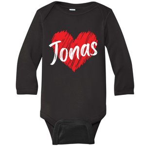 I Love Jonas Heart Personalized Name Jonas Baby Long Sleeve Bodysuit