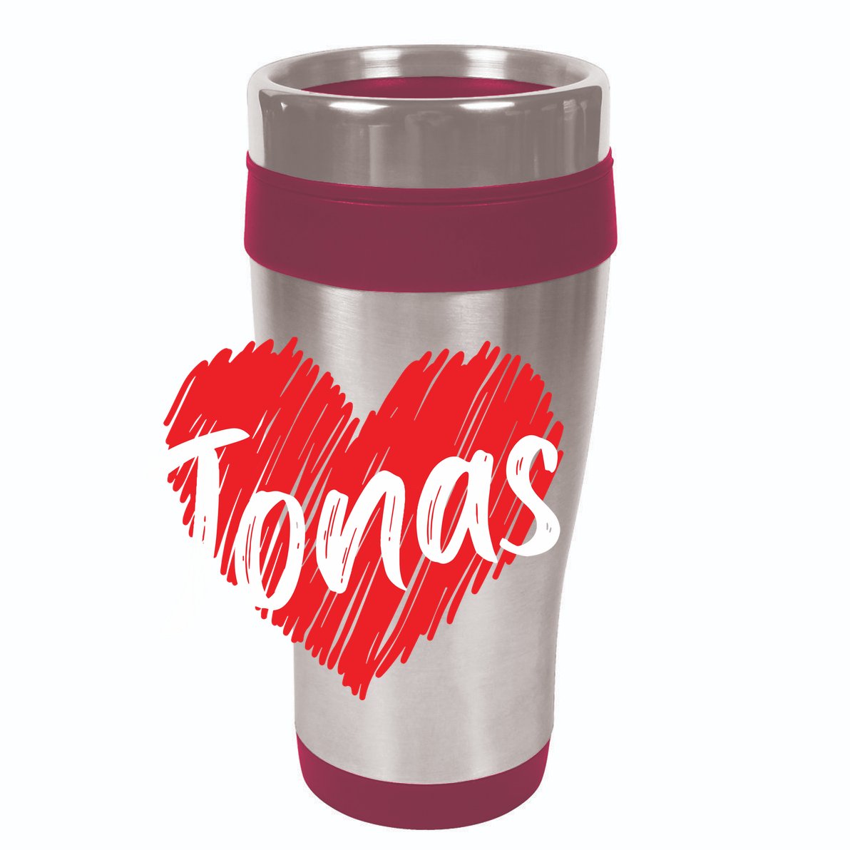 I Love Jonas Heart Personalized Name Jonas 12oz Stainless Steel Coffee Mug