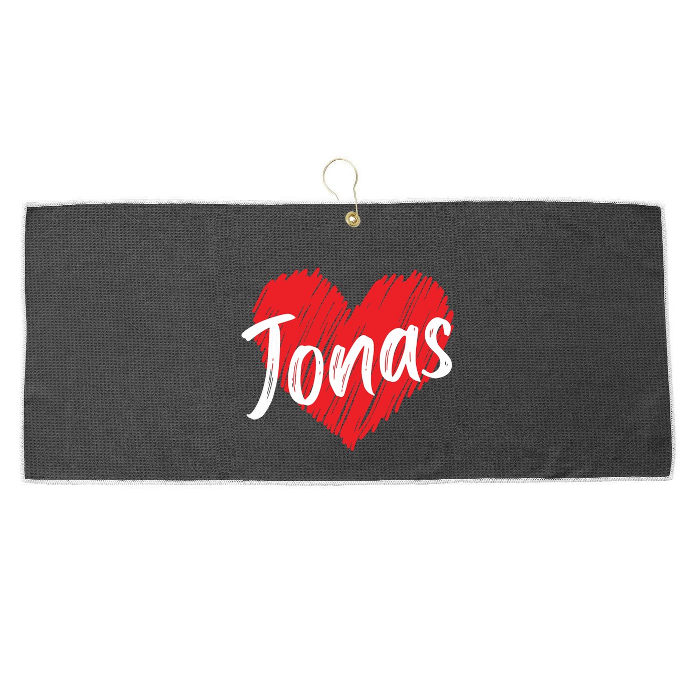 I Love Jonas Heart Personalized Name Jonas Large Microfiber Waffle Golf Towel