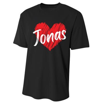 I Love Jonas Heart Personalized Name Jonas Performance Sprint T-Shirt