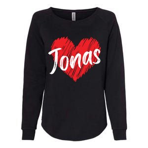 I Love Jonas Heart Personalized Name Jonas Womens California Wash Sweatshirt