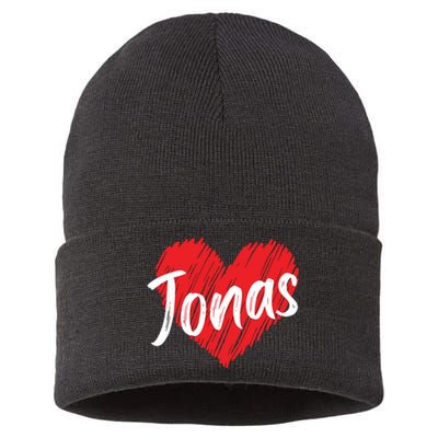 I Love Jonas Heart Personalized Name Jonas Sustainable Knit Beanie