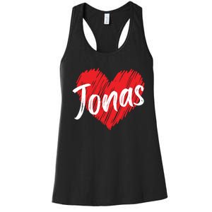 I Love Jonas Heart Personalized Name Jonas Women's Racerback Tank