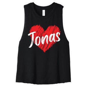 I Love Jonas Heart Personalized Name Jonas Women's Racerback Cropped Tank