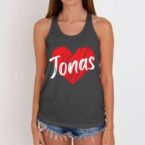 I Love Jonas Heart Personalized Name Jonas Women's Knotted Racerback Tank