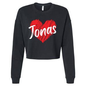 I Love Jonas Heart Personalized Name Jonas Cropped Pullover Crew