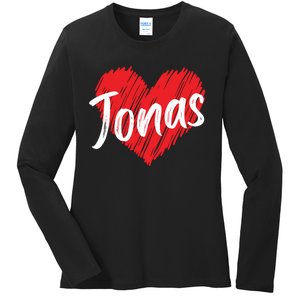 I Love Jonas Heart Personalized Name Jonas Ladies Long Sleeve Shirt