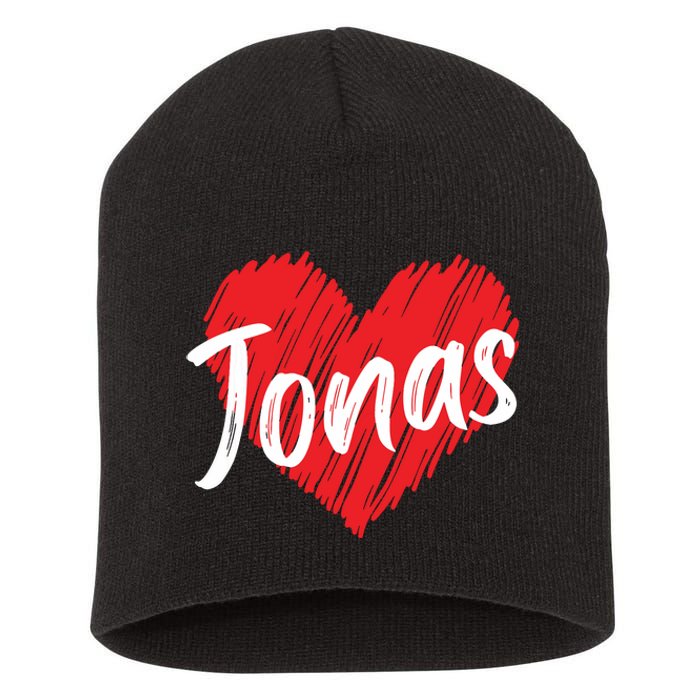 I Love Jonas Heart Personalized Name Jonas Short Acrylic Beanie