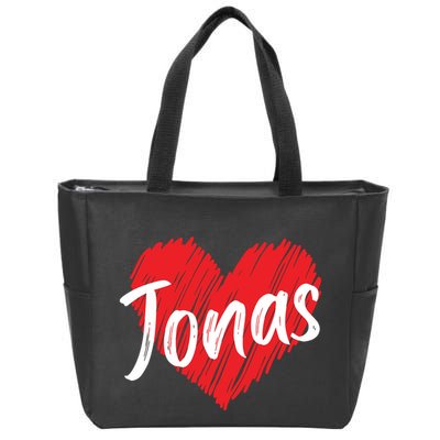 I Love Jonas Heart Personalized Name Jonas Zip Tote Bag