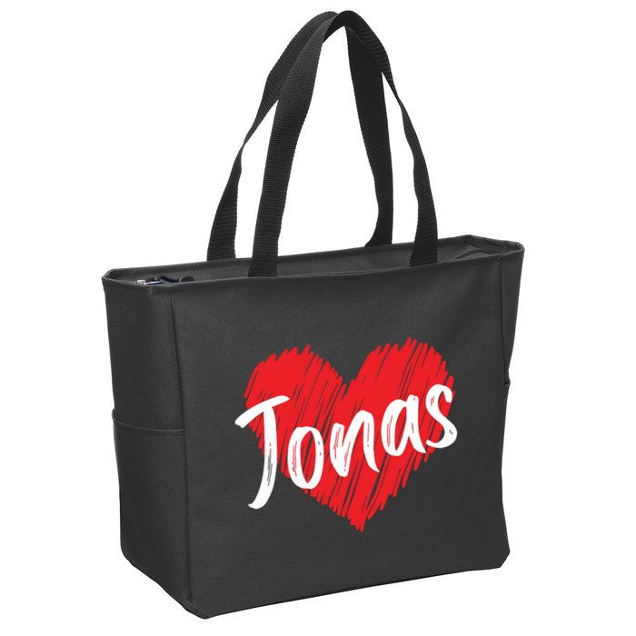 I Love Jonas Heart Personalized Name Jonas Zip Tote Bag