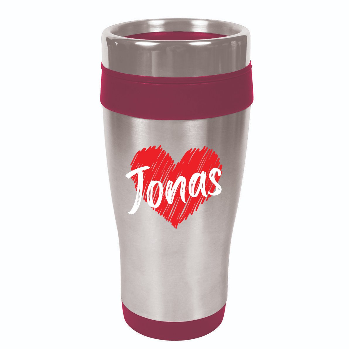 I Love Jonas Heart Personalized Name Jonas 16oz Travel Tumbler