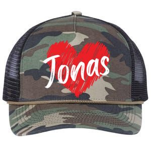 I Love Jonas Heart Personalized Name Jonas Retro Rope Trucker Hat Cap