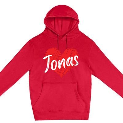 I Love Jonas Heart Personalized Name Jonas Premium Pullover Hoodie