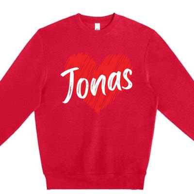 I Love Jonas Heart Personalized Name Jonas Premium Crewneck Sweatshirt