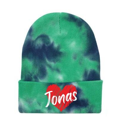 I Love Jonas Heart Personalized Name Jonas Tie Dye 12in Knit Beanie