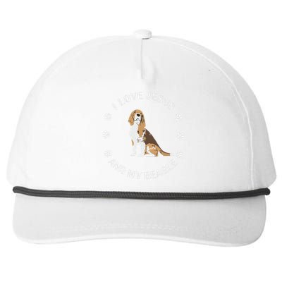 I Love Jesus And My Beagle Beagle Lover Gift Snapback Five-Panel Rope Hat