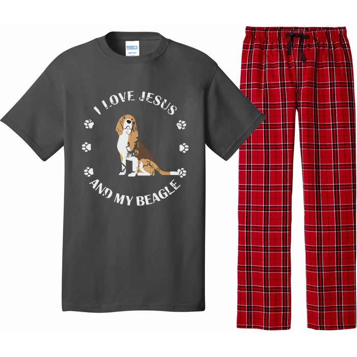 I Love Jesus And My Beagle Beagle Lover Gift Pajama Set