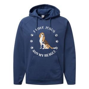 I Love Jesus And My Beagle Beagle Lover Gift Performance Fleece Hoodie