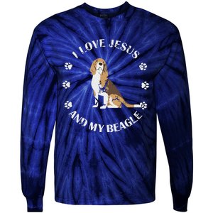 I Love Jesus And My Beagle Beagle Lover Gift Tie-Dye Long Sleeve Shirt