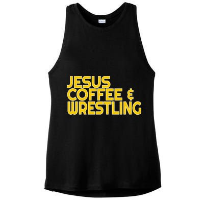 I Love Jesus Coffee Wrestling Gift Wrestler Christian Ladies PosiCharge Tri-Blend Wicking Tank
