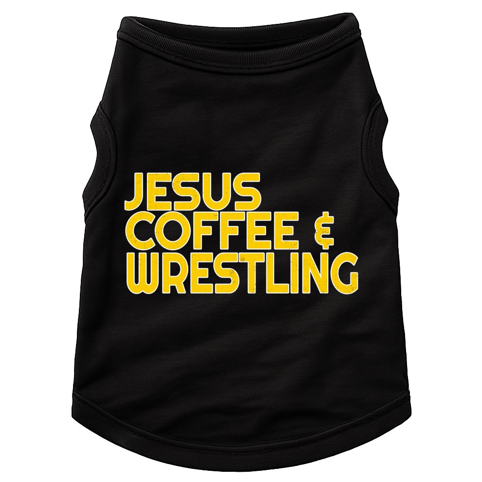 I Love Jesus Coffee Wrestling Gift Wrestler Christian Doggie Tank