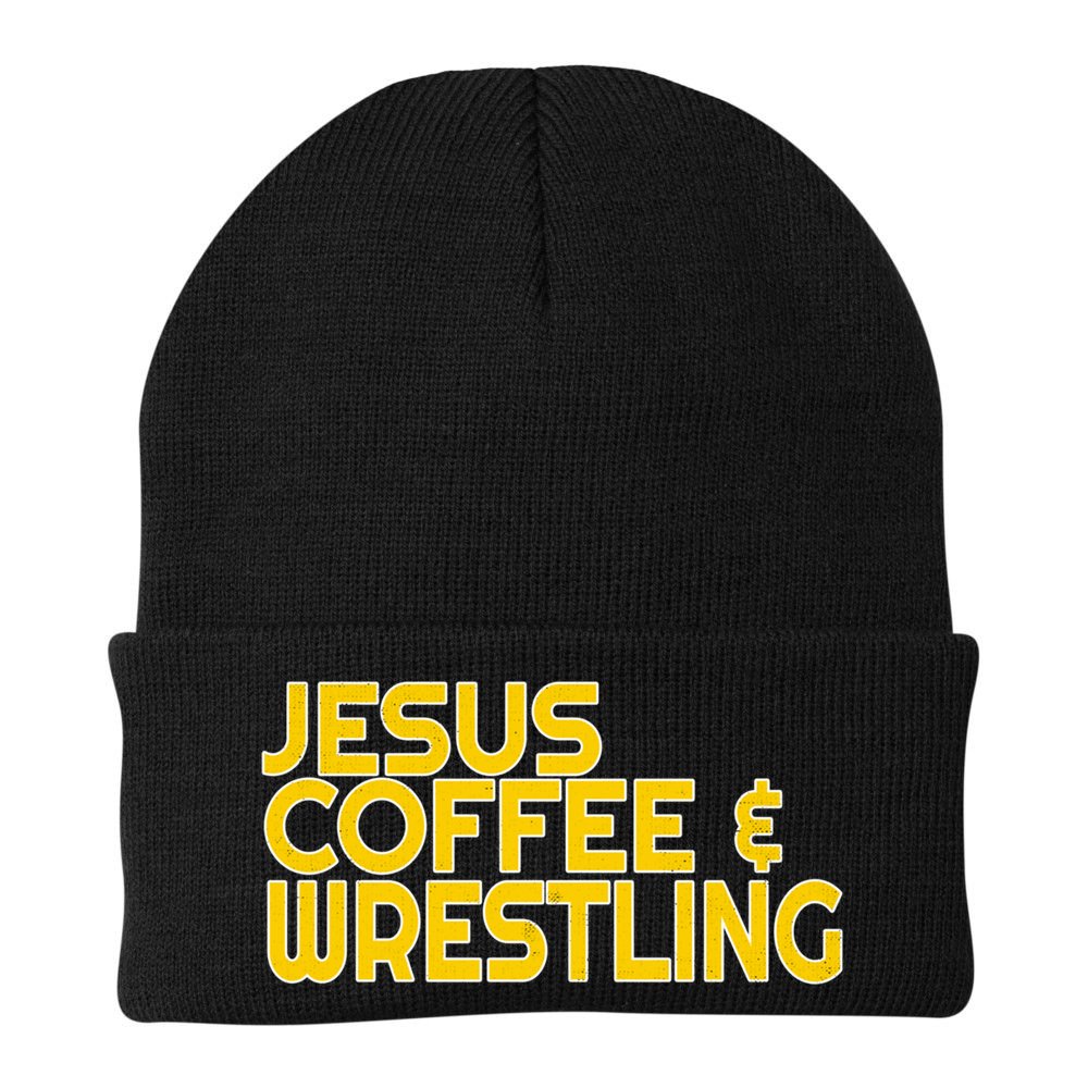 I Love Jesus Coffee Wrestling Gift Wrestler Christian Beanie