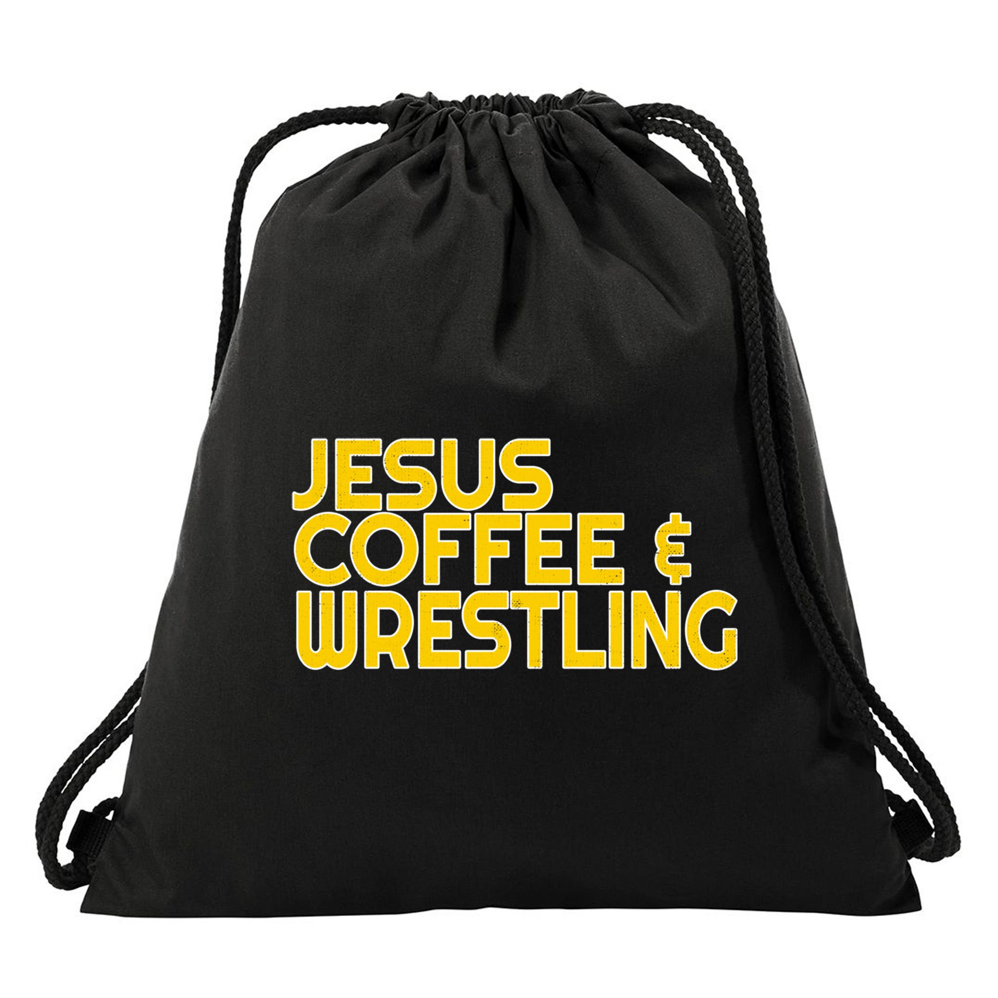 I Love Jesus Coffee Wrestling Gift Wrestler Christian Drawstring Bag