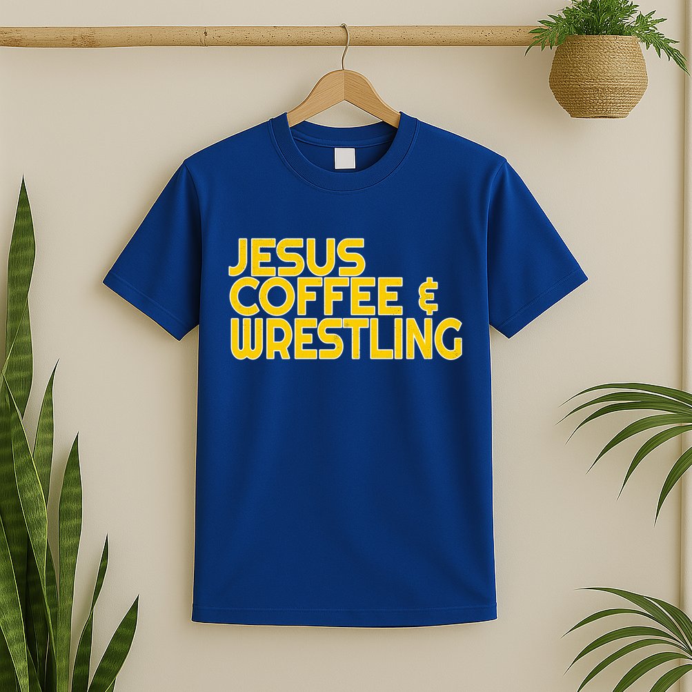 I Love Jesus Coffee Wrestling Gift Wrestler Christian T-Shirt