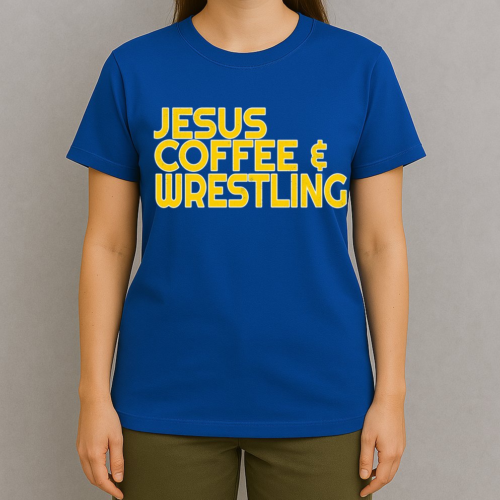I Love Jesus Coffee Wrestling Gift Wrestler Christian T-Shirt