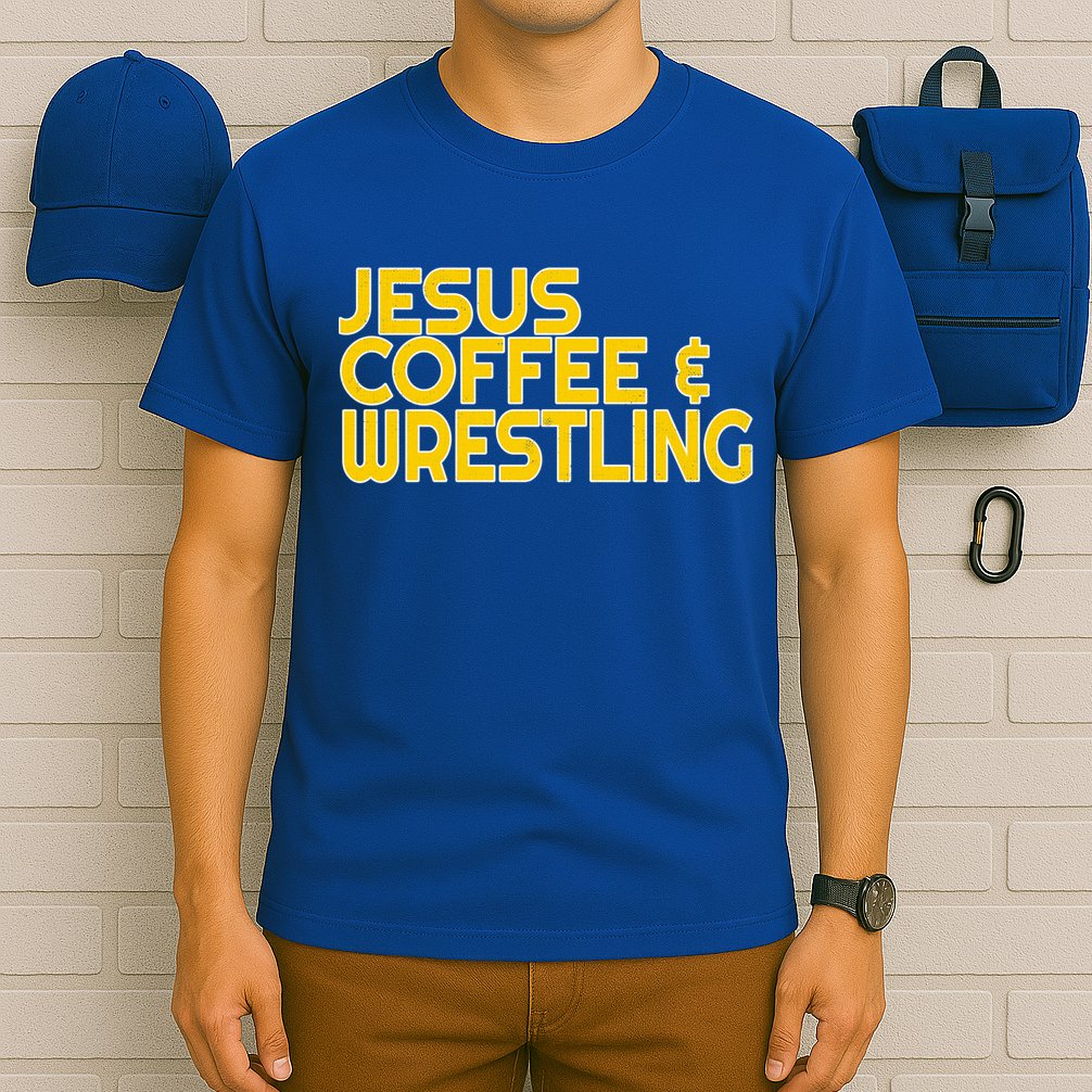 I Love Jesus Coffee Wrestling Gift Wrestler Christian T-Shirt