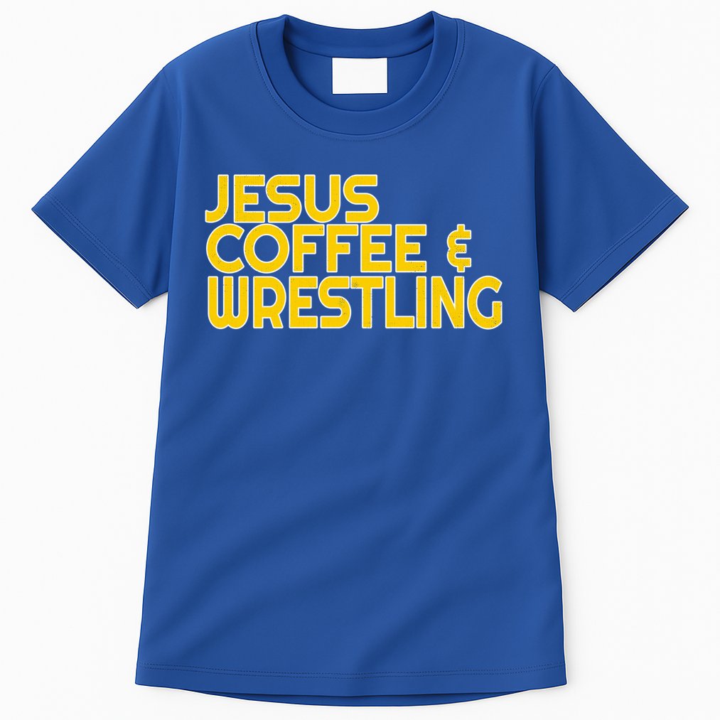I Love Jesus Coffee Wrestling Gift Wrestler Christian Tall T-Shirt