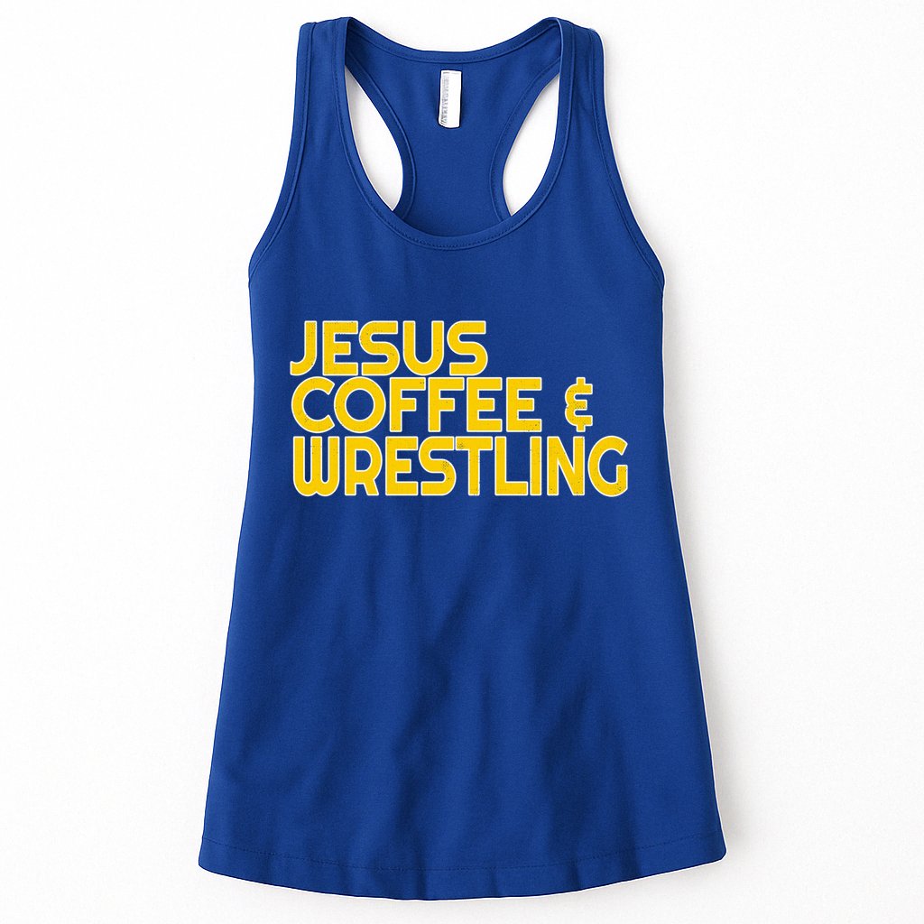 I Love Jesus Coffee Wrestling Gift Wrestler Christian Womens Tank Top