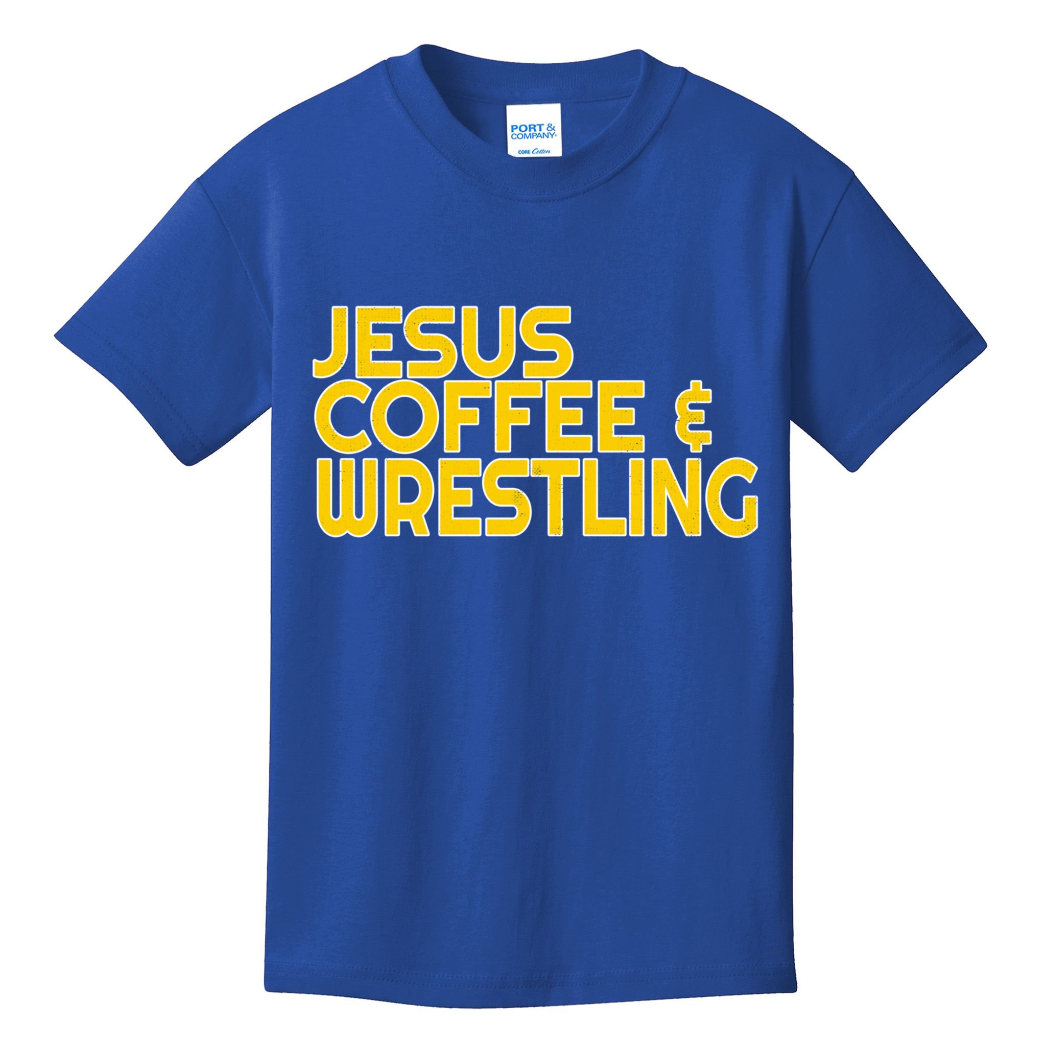 I Love Jesus Coffee Wrestling Gift Wrestler Christian Kids T-Shirt