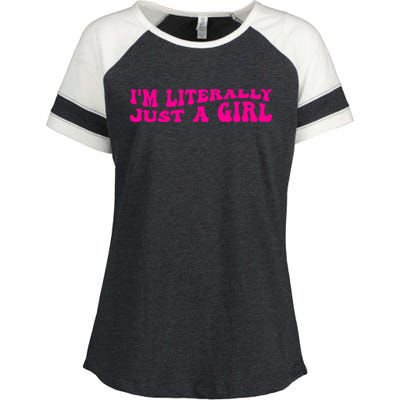 IM Literally Just A Girl Enza Ladies Jersey Colorblock Tee