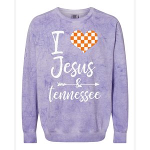 I Love Jesus And Tennessee Orange Colorblast Crewneck Sweatshirt