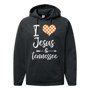 I Love Jesus And Tennessee Orange Performance Fleece Hoodie