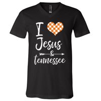 I Love Jesus And Tennessee Orange V-Neck T-Shirt