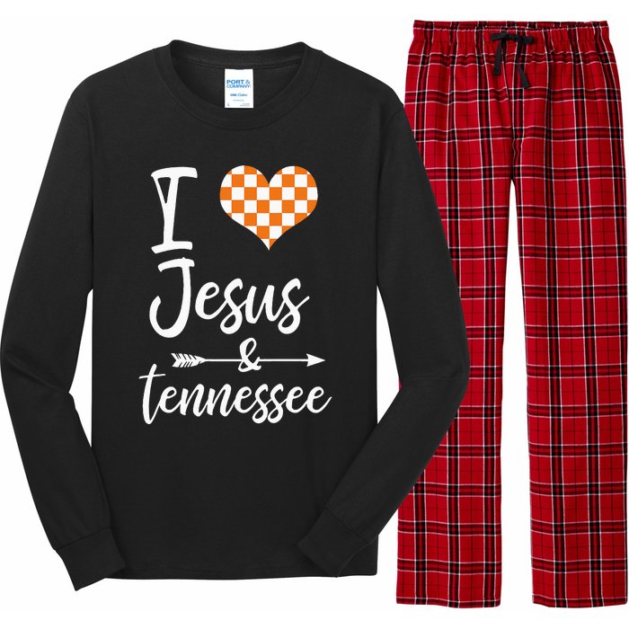 I Love Jesus And Tennessee Orange Long Sleeve Pajama Set