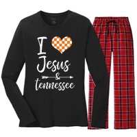 I Love Jesus And Tennessee Orange Women's Long Sleeve Flannel Pajama Set 